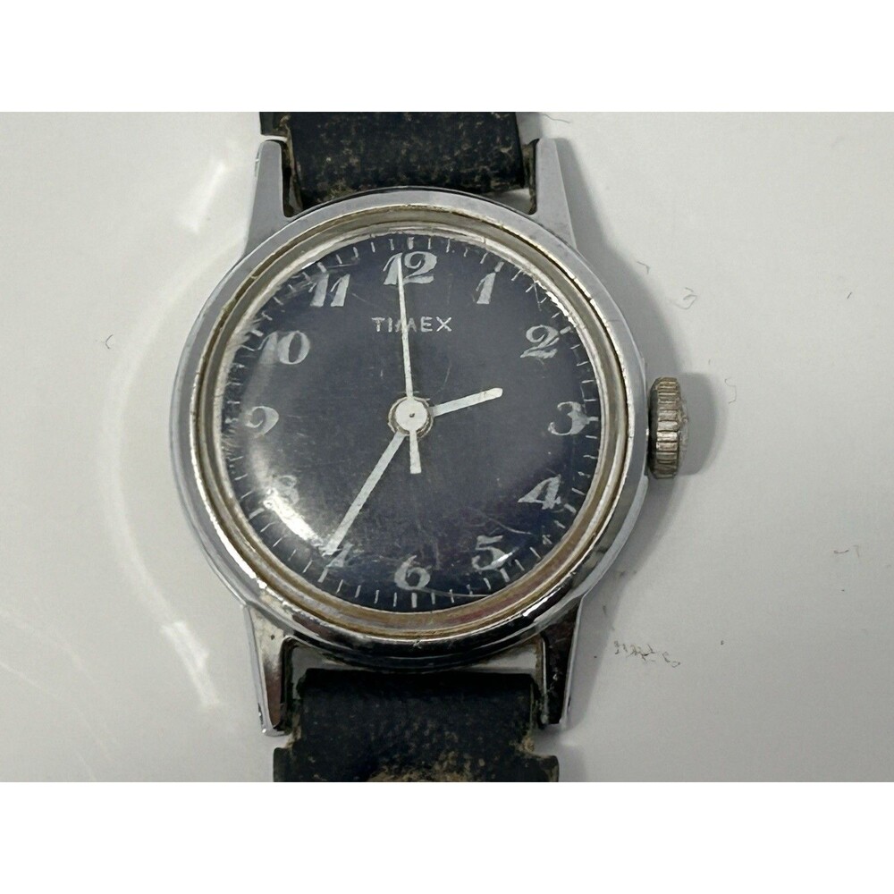 Timex Mercury Watch WOMEN Silver Tone Retro Blue Dial Manual Wind